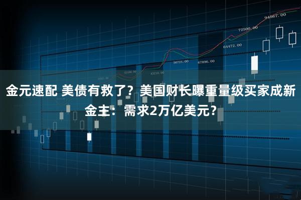 金元速配 美债有救了？美国财长曝重量级买家成新金主：需求2万亿美元？