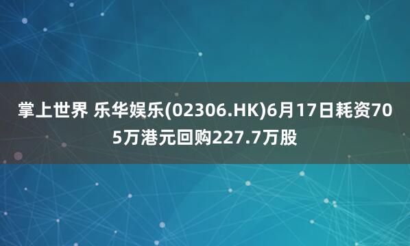 掌上世界 乐华娱乐(02306.HK)6月17日耗资705万港元回购227.7万股