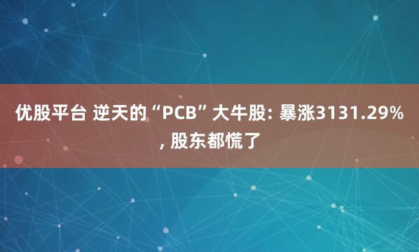 优股平台 逆天的“PCB”大牛股: 暴涨3131.29%, 股东都慌了
