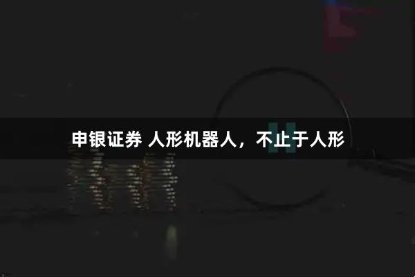 申银证券 人形机器人，不止于人形