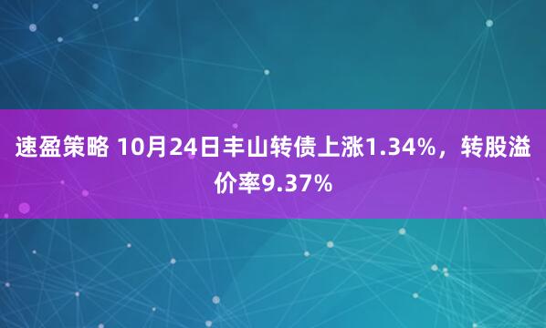 速盈策略 10月24日丰山转债上涨1.34%，转股溢价率9.37%